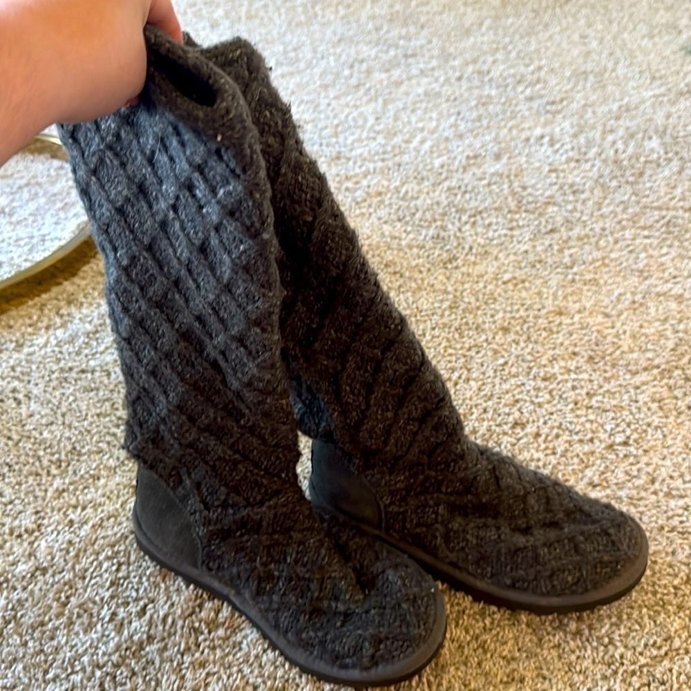 UGG Dark Gray Winter Tall Boots Size 6 EUC Designer Luxury